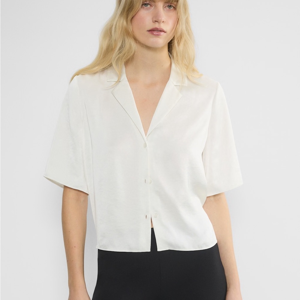 Aritzia Light Birch Satin Beso Shirt - Size S